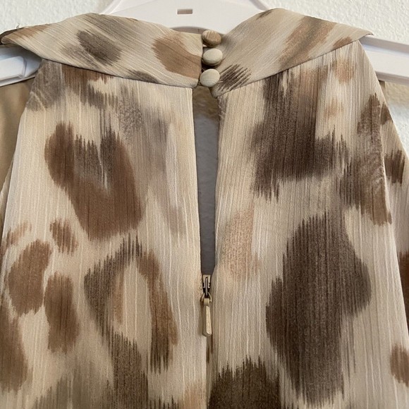 Chico's 0 Long High Low Cheetah Leopard Print Dress Jeweled V Neck Women's Small - Picture 4 of 10